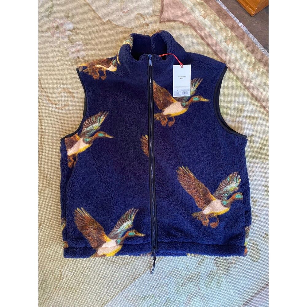 NWT Woolrich x Target Adult Navy Blue Duck Print Fleece Vest S